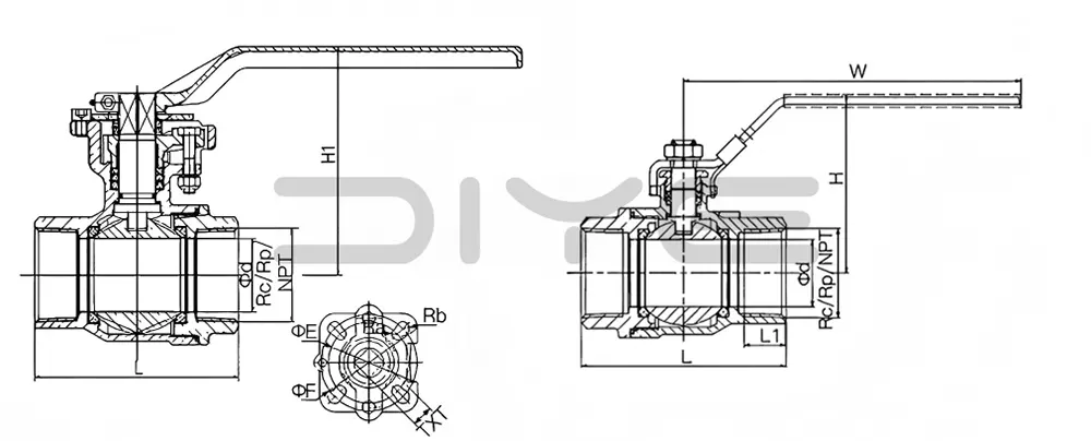 2-Piece Threaded High Platform Ball Valve